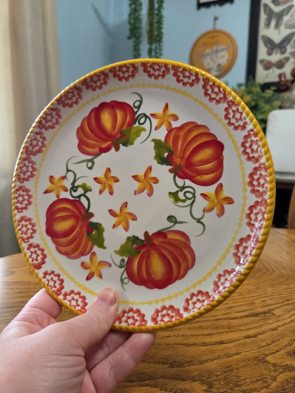 Temptations Harvest Pumpkin Patch Salad Lunch Plates 8" Set of 4 Festive Holiday